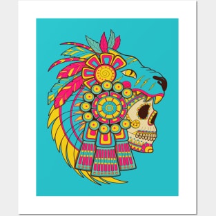 Aztec Warrior Skull Posters and Art